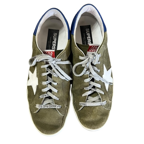 GOLDEN GOOSE SUPER STAR OLIVE GREEN & WHITE STAR MENS SNEAKER SIZE 42 (9) - Picture 11 of 12